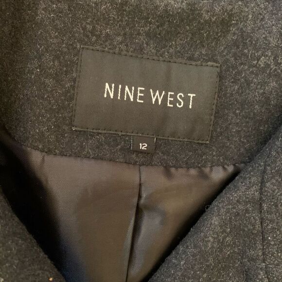 Nine West charcoal gray black wool pea coat large - Picture 8 of 10